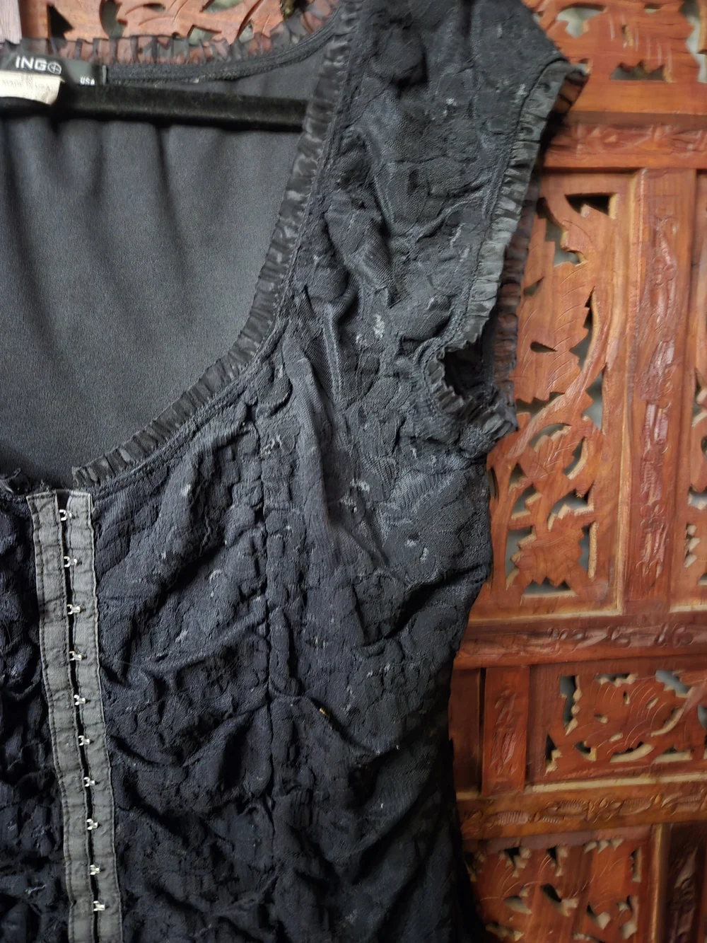 Ing Black Ruffle Button-Front Blouse - Picture 6 of 10